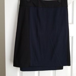 Navy Blue & Black Color Block Skirt